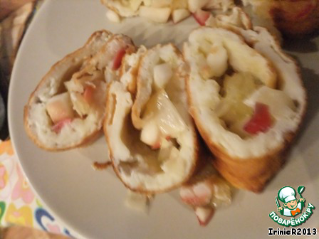 Омлетные рулетики с яблочно-лимонно-медовой начинкой