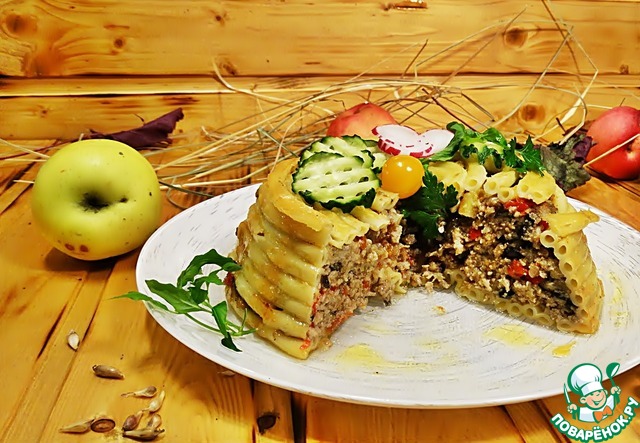 Timbale with ground beef and vegetables