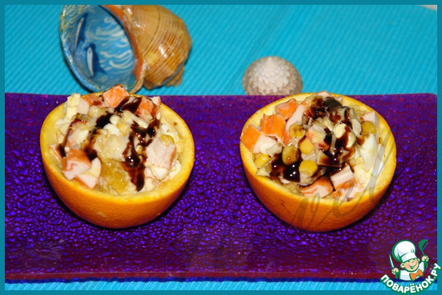 Salad of crab sticks with oranges