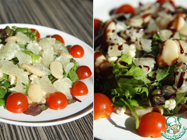 Salad with beans and pomelo