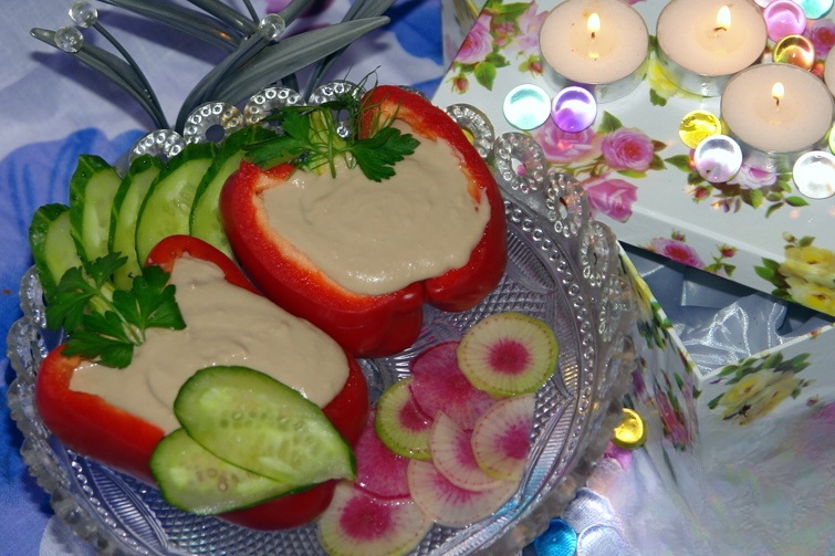 Pepper stuffed with liver Pollock with white beans