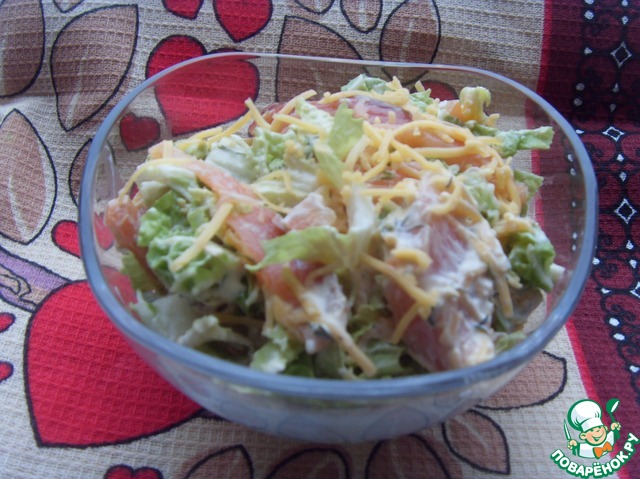 Salad-cocktail with NAPA cabbage and salmon