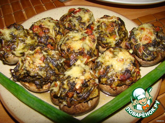 Mushrooms stuffed with spinach