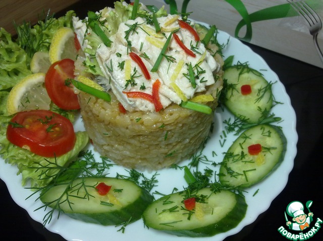 Boiled mackerel with rice