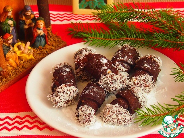 Chocolate croissants with coconut filling