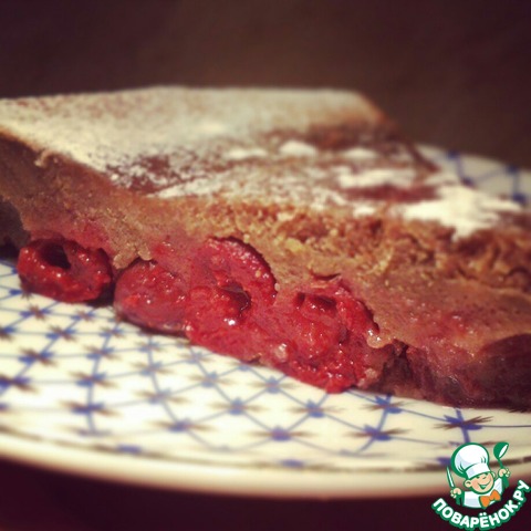 Chocolate clafoutis with cherries