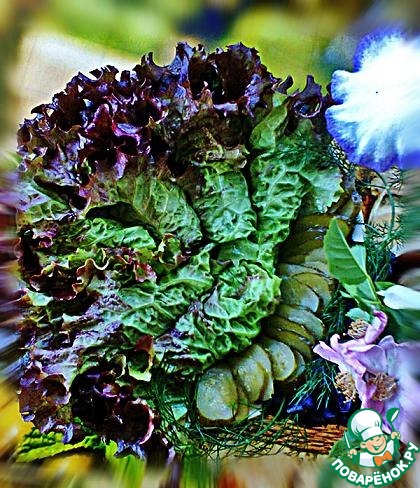 Рулеты из салата с луковыми стрелками