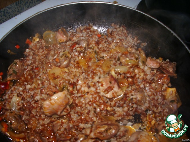 Chicken ventricles with buckwheat