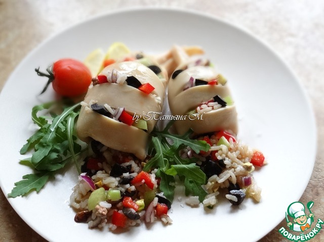 Кальмары фаршированные, диетические