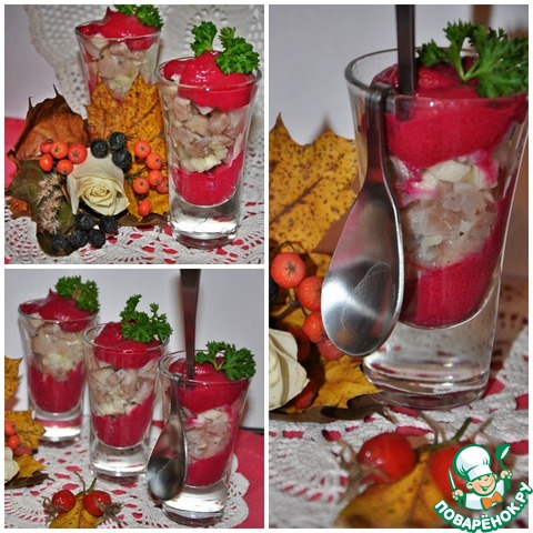 Сельдь со свекольным муссом