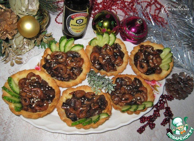 Тарталетки с креветками и шампиньонами