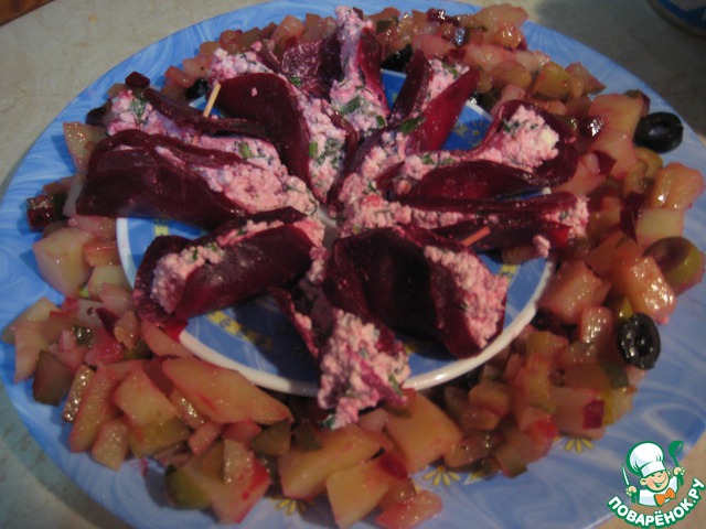 Свекольные кулечки с творожной начинкой