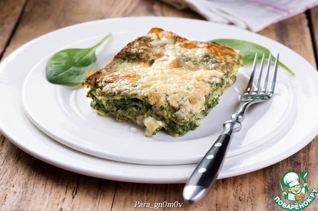 Pumpkin lasagna with spinach and ricotta
