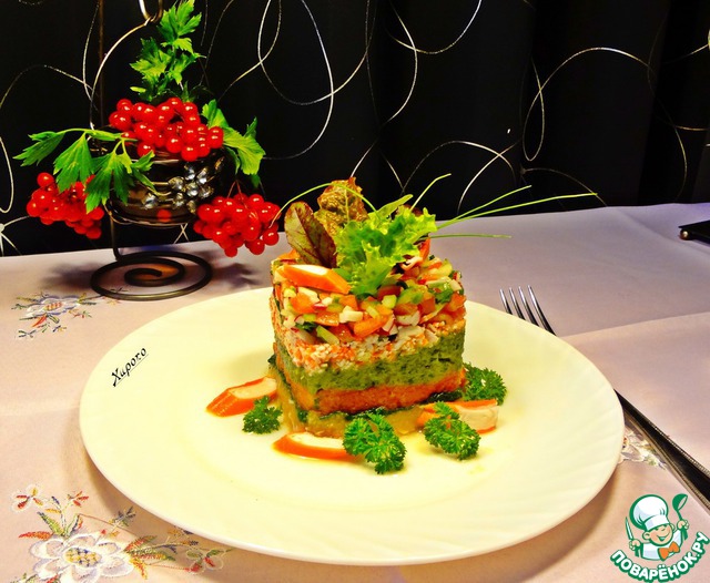 Тартар из овощей с крабовыми палочками