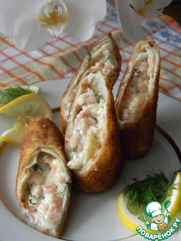 Блинчики с семгой и брынзой