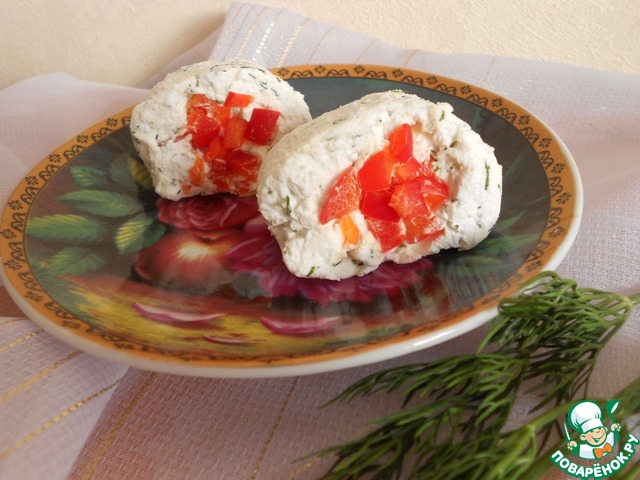 Творожный рулет со сладким перцем