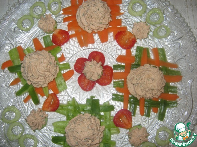 Мусс из лосося на овощных ковриках