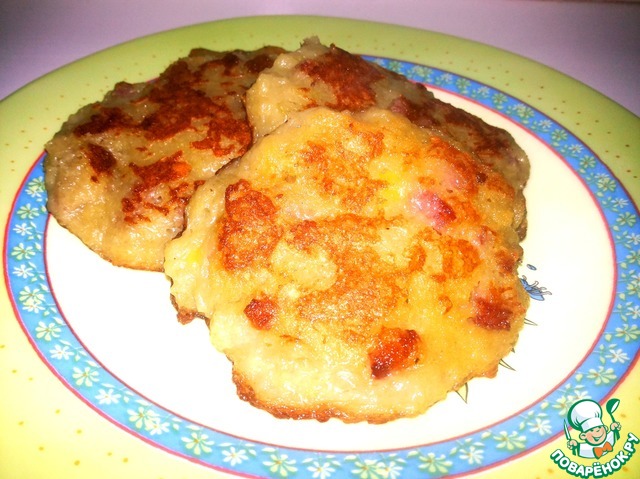 Potato pancakes with sausage
