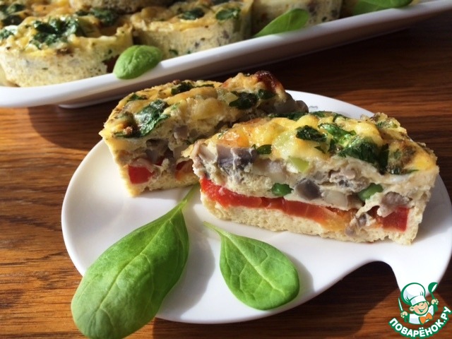 Омлет с грибами в порционной подаче