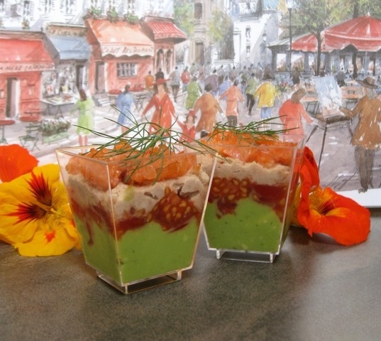 Appetizer with avocado and tuna