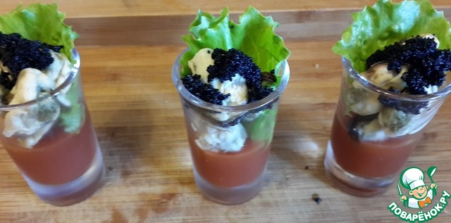 Веррины с мидиями и томатным желе