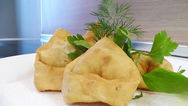 Fried ears with mushroom minced meat and buckwheat