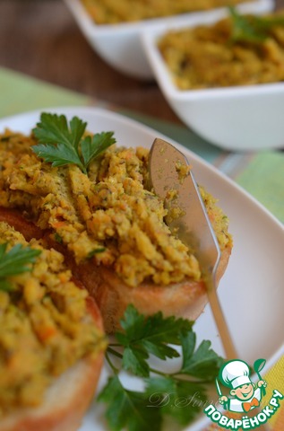 The lentil pâté with mushrooms and pistachios