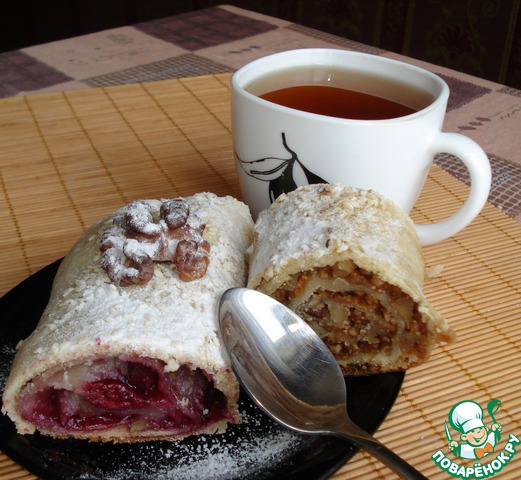 Strudel with cherry filling