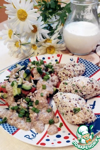 Клецки из киноа с ржаным йогуртом