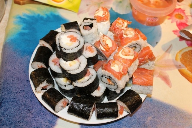 Rolls with Apple and trout