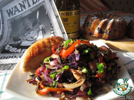 Dinner a hungry cowboy or steak, wild rice and red cabbage!