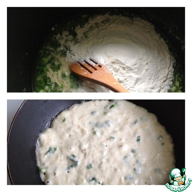 Pancakes with cheese and green onions