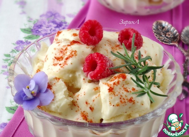 Bean ice cream with lemon flavor