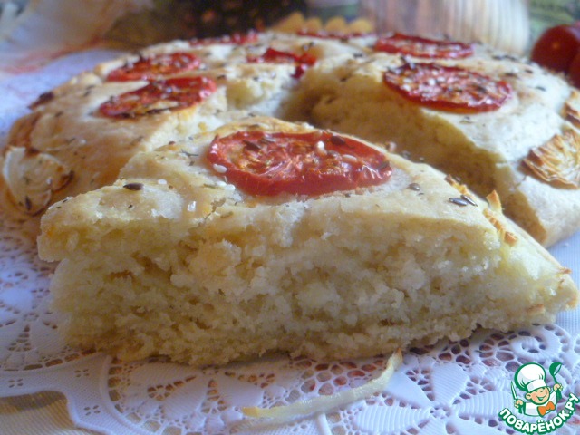 Bread with tomato and onion