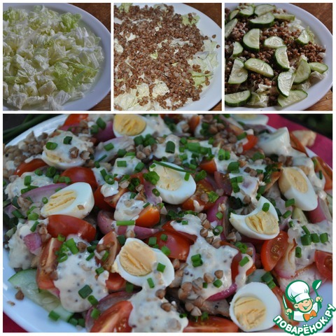 Warm salad with buckwheat