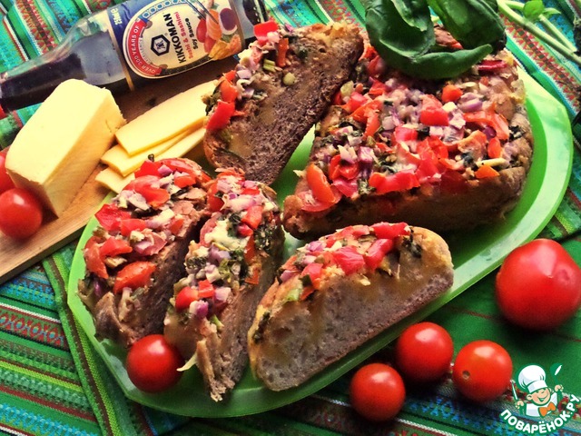 Фаршированная чиабатта с овощами и сыром