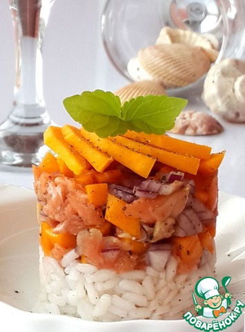 Тартар из лосося и манго