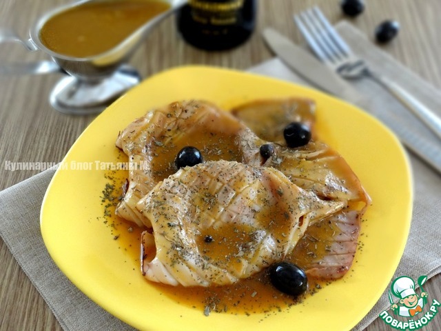 Жареный кальмар под тыквенно-соевым соусом