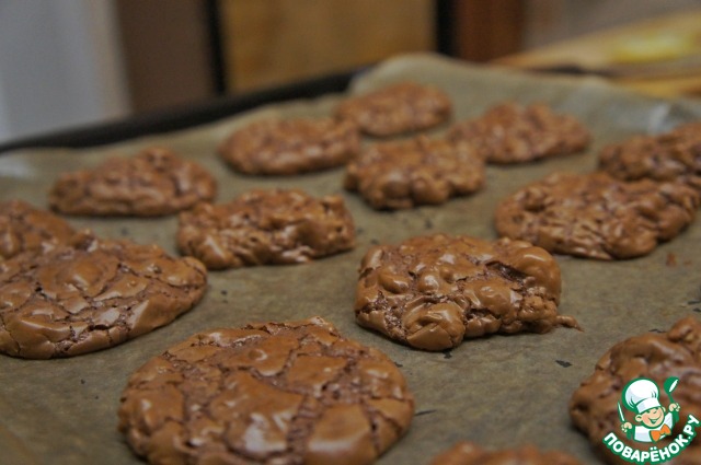 American chocolate coffee cookies with nuts