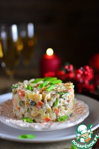 Праздничный салат с курицей и осьминогом