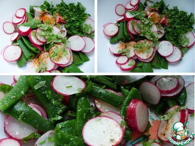 Salad with radishes and French beans