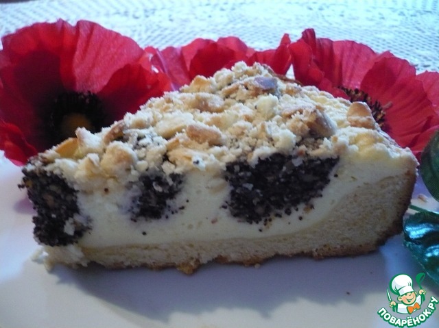 Cheesecake with poppy bulbs