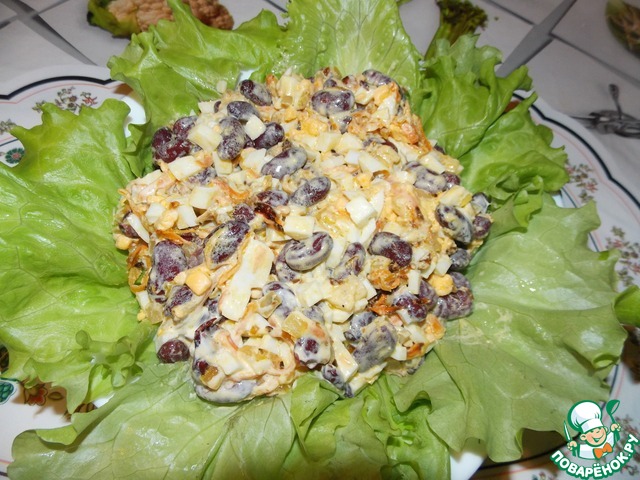 Салат из дайкона и салат с фасолью