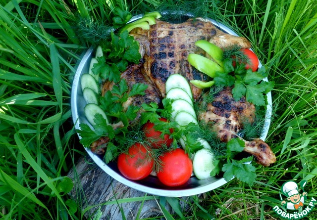 Glazed chicken, roasted on the grill