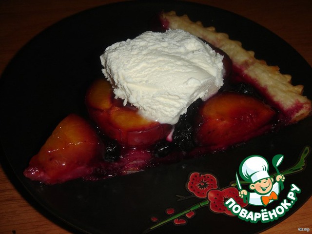 Quick plum cake with blueberries and blueberry