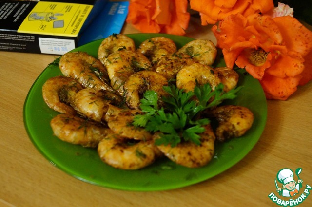 Жареные креветки в ароматном масле