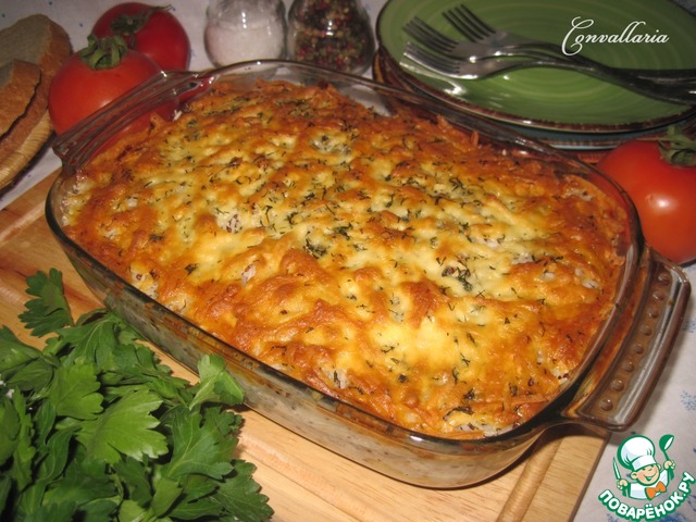 Rice casserole with salmon cream