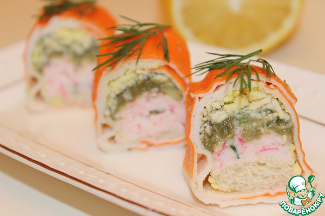 Тосты с крабовыми палочками 