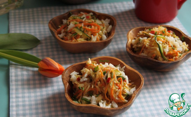 Rice with spicy vegetables in coconut milk