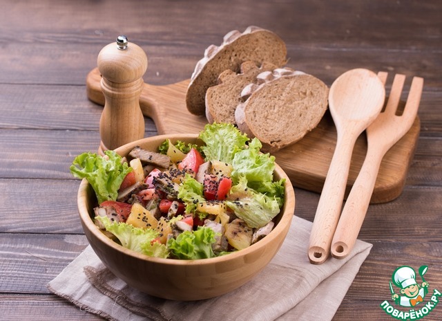 Salad of grilled steaks